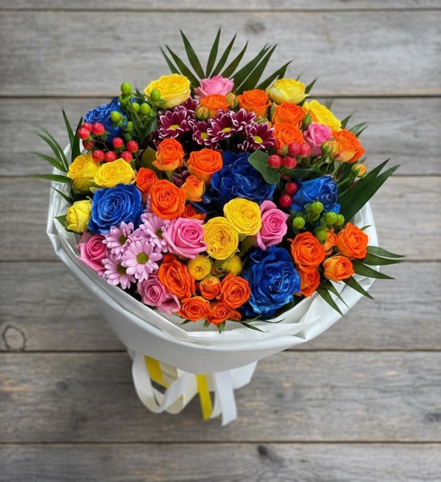 Букет цветов из: Розы и Хризантемы в Сосновый