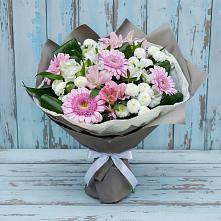 Букет цветов из:  Герберы, Альстромерии и Хризантемы #REPLACE_PRED# Сосновый