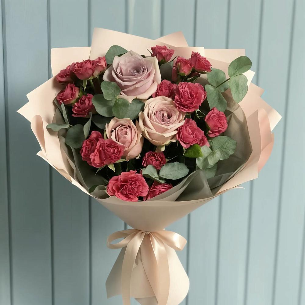 Букет цветов из: Гвоздики и Розы в Сосновый