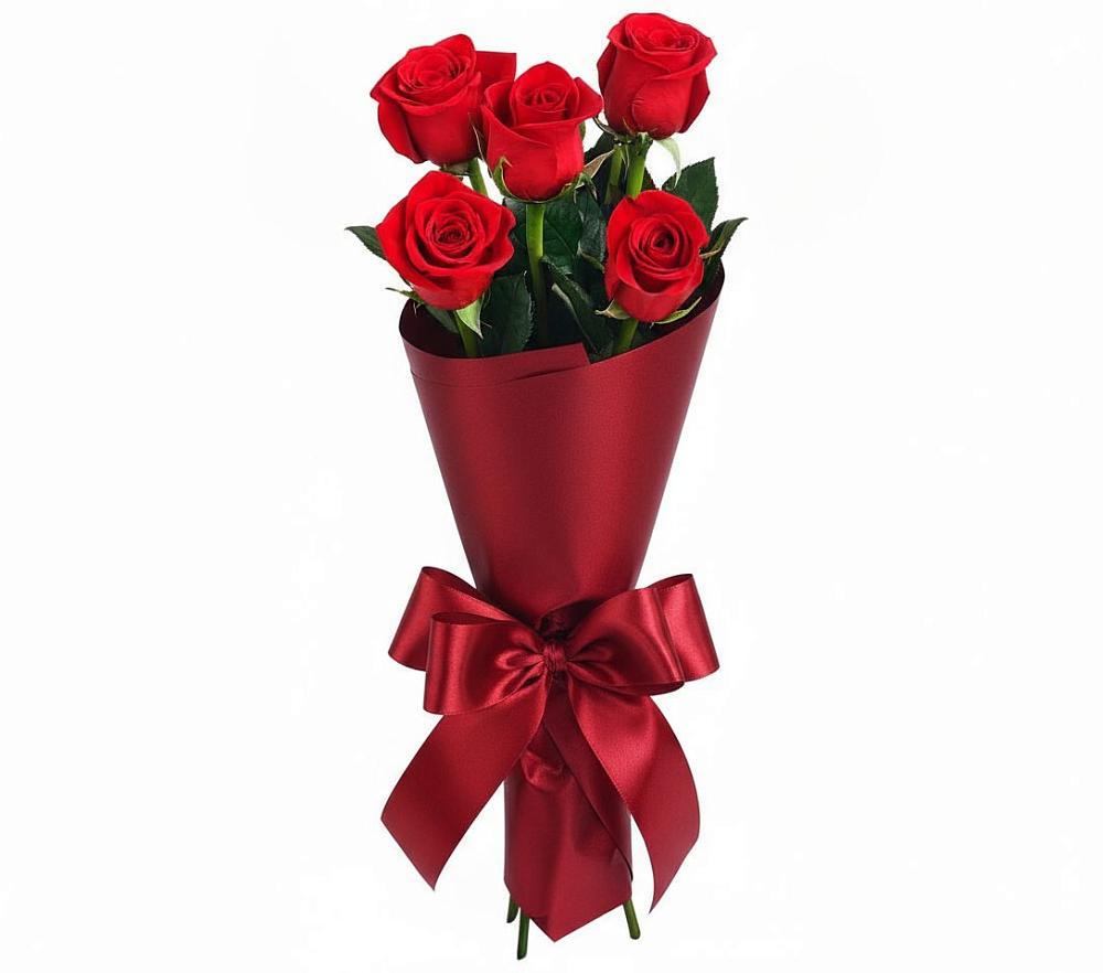 Букет 5 Красных роз Эдлесс Лав в Сосновый