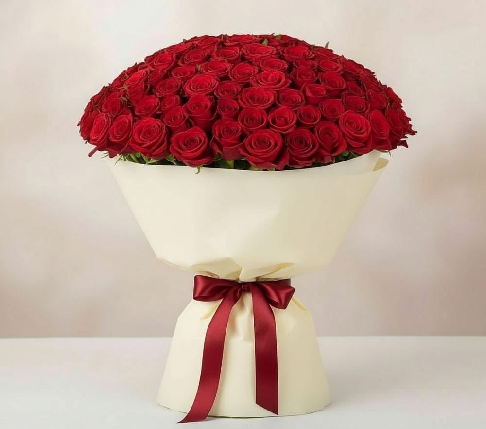 Букет 101 Красная роза Милано в Сосновый