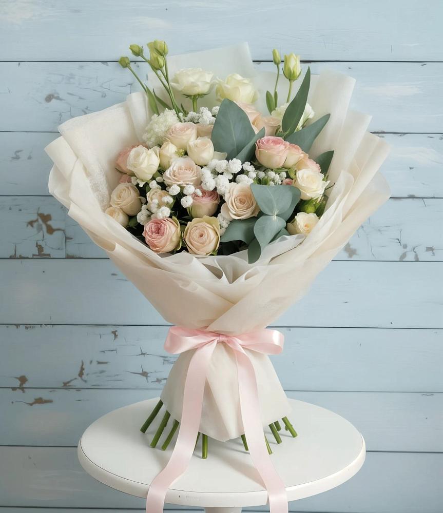 Букет цветов из: Розы и Лизиантусы в Сосновый