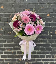 Букет цветов из:  Герберы и Хризантемы в Сосновый