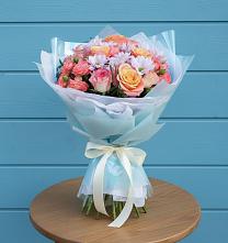 Букет цветов из:  Хризантемы и Розы #REPLACE_PRED# Сосновый